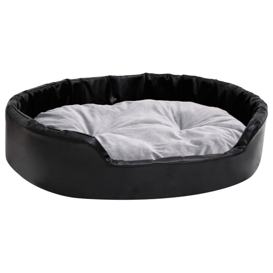 Dog bed black and gray 90x79x20 cm plush and faux leather