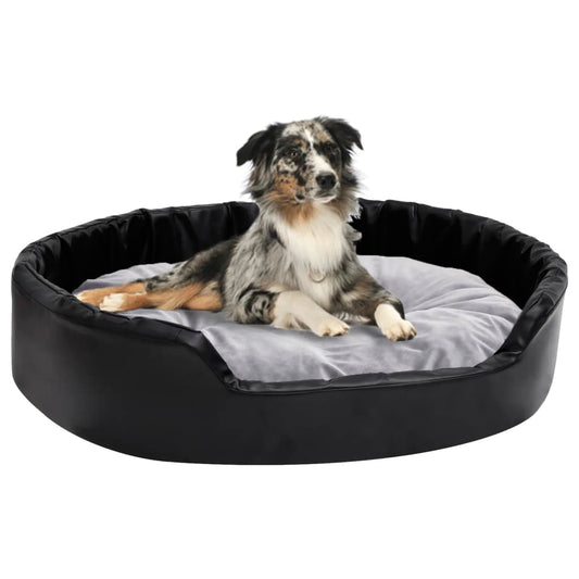Dog bed black and gray 90x79x20 cm plush and faux leather