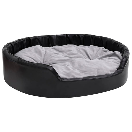 Dog bed black and gray 99x89x21 cm plush and faux leather