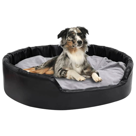 Dog bed black and gray 99x89x21 cm plush and faux leather