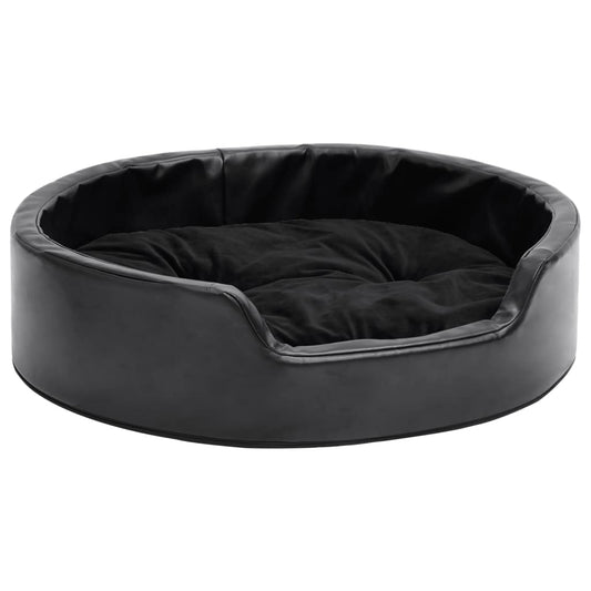 Dog bed black 69x59x19 cm plush and faux leather