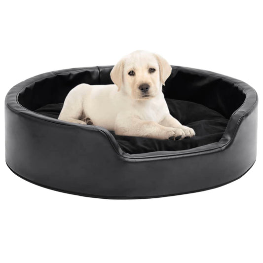 Dog bed black 69x59x19 cm plush and faux leather