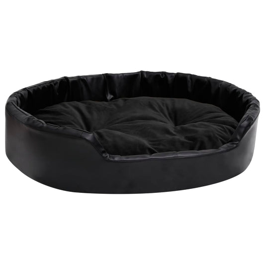 Dog bed black 90x79x20 cm plush and faux leather