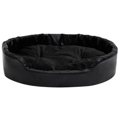 Dog bed black 90x79x20 cm plush and faux leather