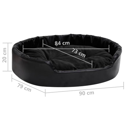 Dog bed black 90x79x20 cm plush and faux leather