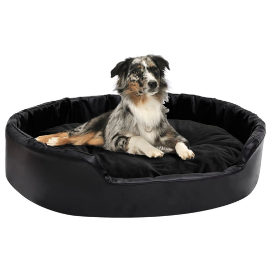 Dog bed black 90x79x20 cm plush and faux leather