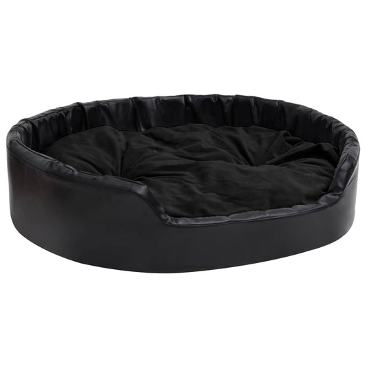 Dog bed black 99x89x21 cm plush and faux leather