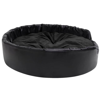 Dog bed black 99x89x21 cm plush and faux leather