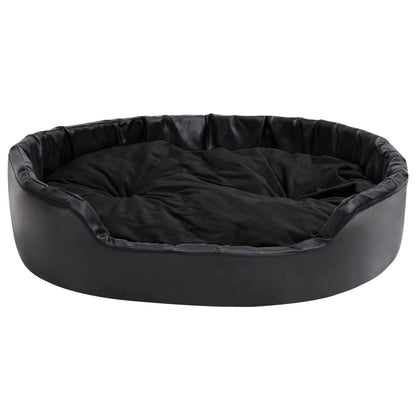 Dog bed black 99x89x21 cm plush and faux leather