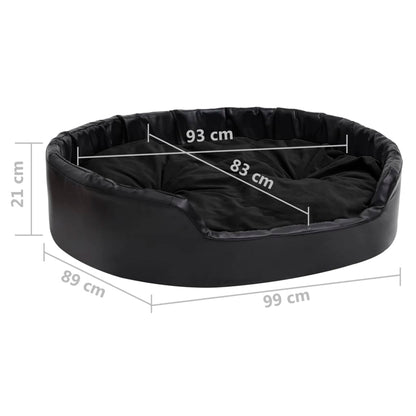 Dog bed black 99x89x21 cm plush and faux leather