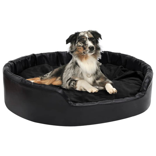 Dog bed black 99x89x21 cm plush and faux leather