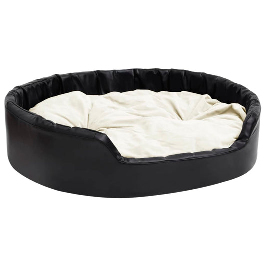 Dog bed black and beige 99x89x21 cm plush and faux leather