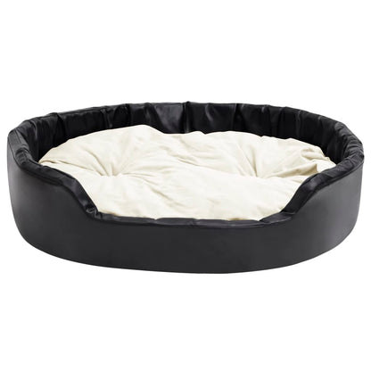 Dog bed black and beige 99x89x21 cm plush and faux leather
