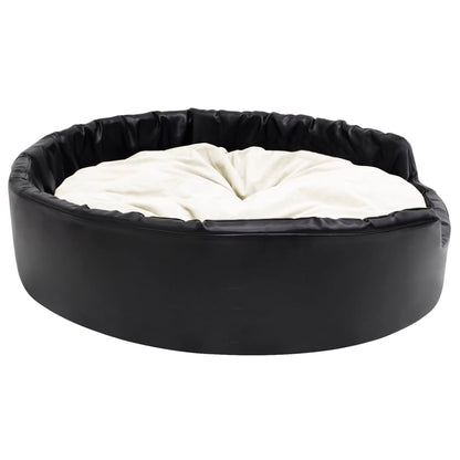 Dog bed black and beige 99x89x21 cm plush and faux leather