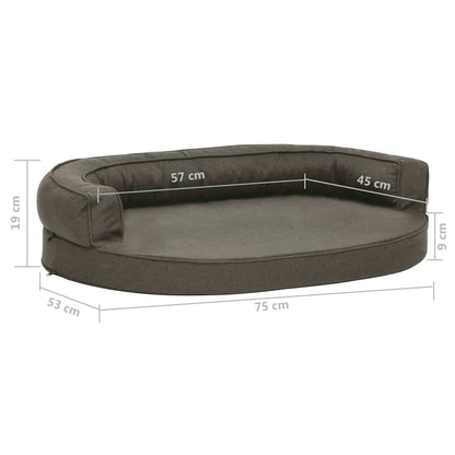 Ergonomic dog bed mattress 75x53 cm linen style dark grey