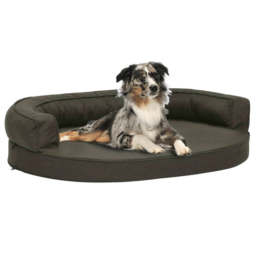 Ergonomic dog bed mattress 75x53 cm linen style dark grey