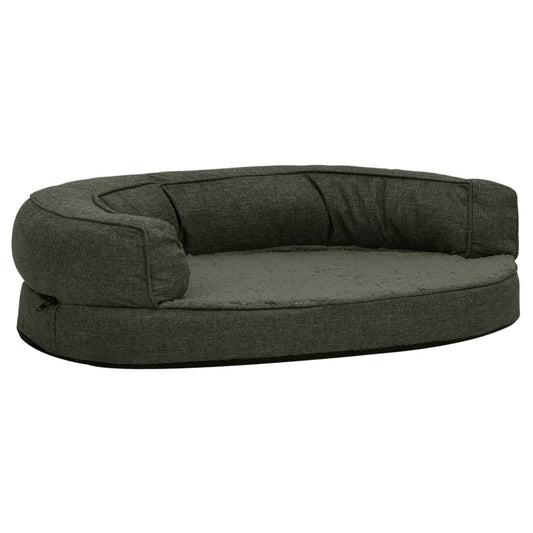 Ergonomic dog bed mattress 75x53 cm linen style dark grey