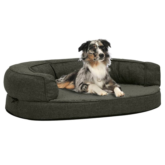 Ergonomic dog bed mattress 75x53 cm linen style dark grey