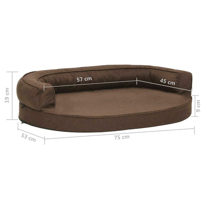 Ergonomic dog bed mattress 75x53 cm linen style brown