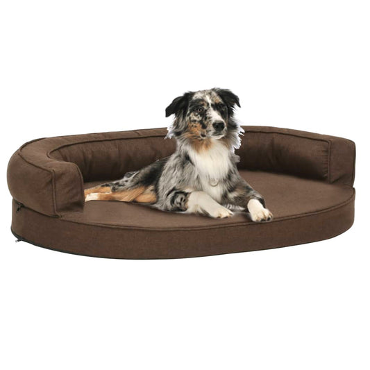 Ergonomic dog bed mattress 75x53 cm linen style brown