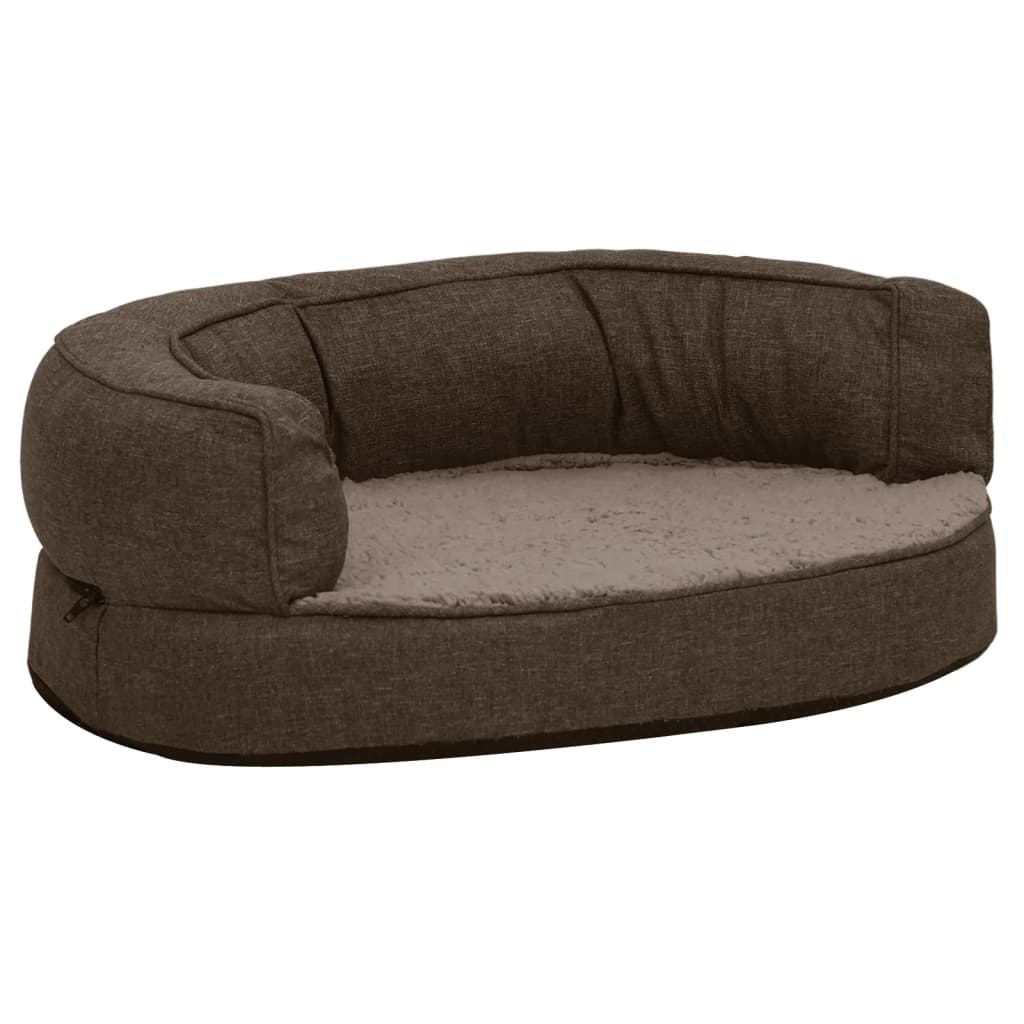 Ergonomic dog bed mattress 60x42 cm linen style brown