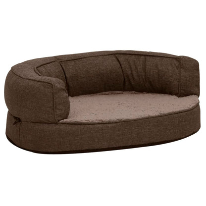 Ergonomic dog bed mattress 60x42 cm linen style brown