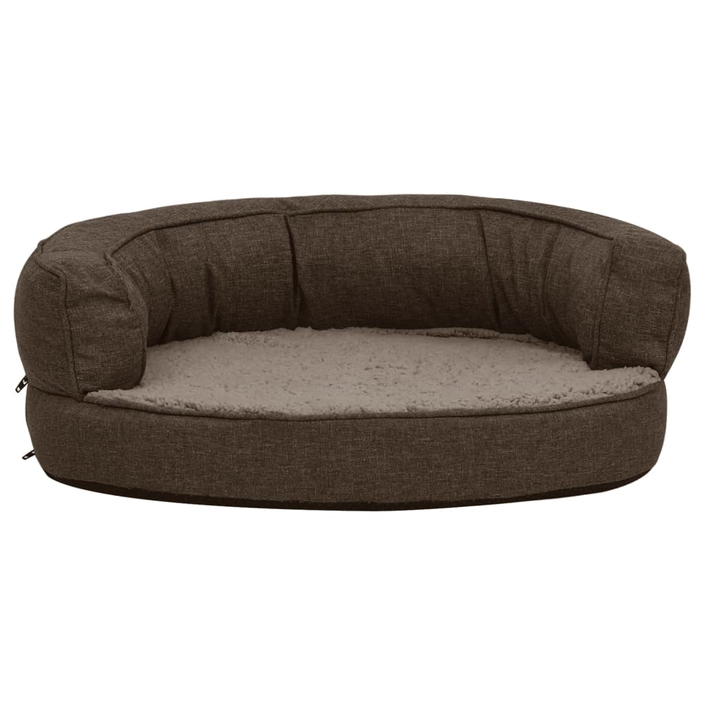 Ergonomic dog bed mattress 60x42 cm linen style brown