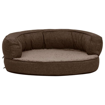 Ergonomic dog bed mattress 60x42 cm linen style brown