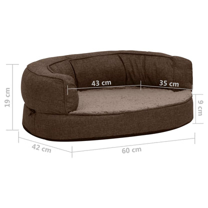 Ergonomic dog bed mattress 60x42 cm linen style brown