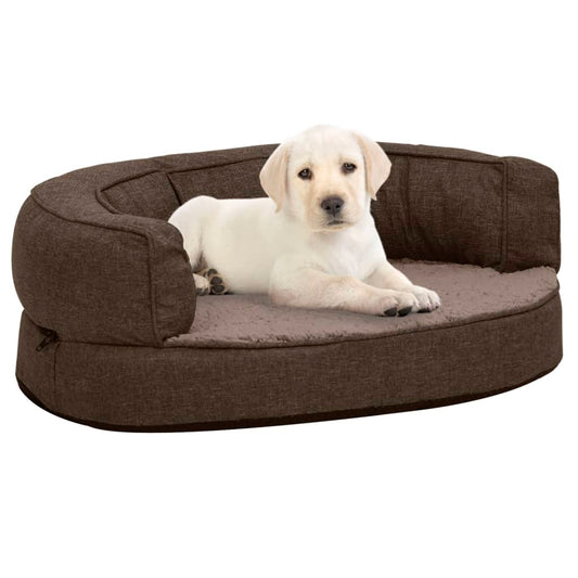 Ergonomic dog bed mattress 60x42 cm linen style brown