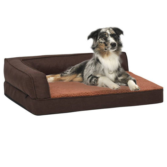 Ergonomic dog bed mattress 60x42 cm linen style brown