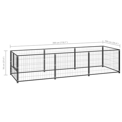 Dog cage black 3 m² steel