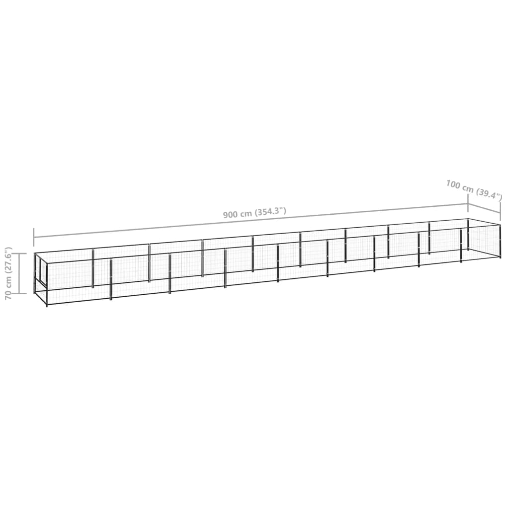 Dog cage black 9 m² steel