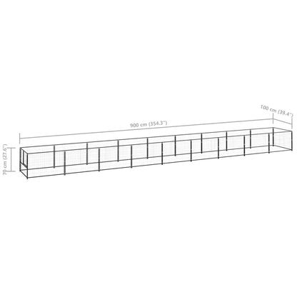 Dog cage black 9 m² steel