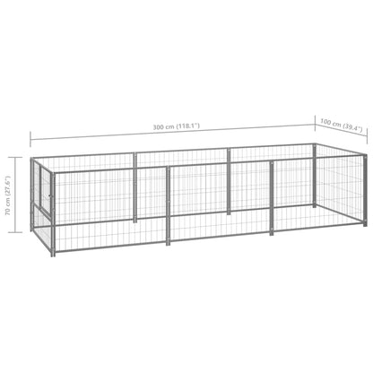 Dog cage silver 3 m² steel