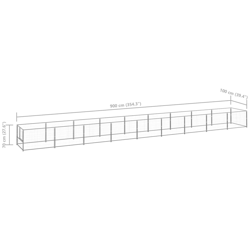 Dog cage silver 9 m² steel