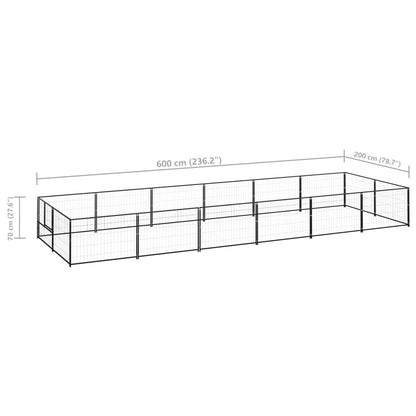 Dog cage black 12 m² steel