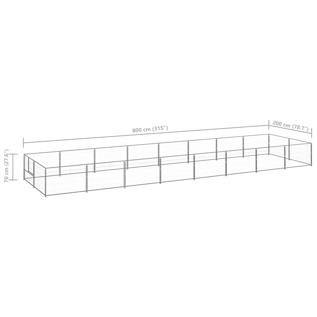 Dog cage silver 16 m² steel
