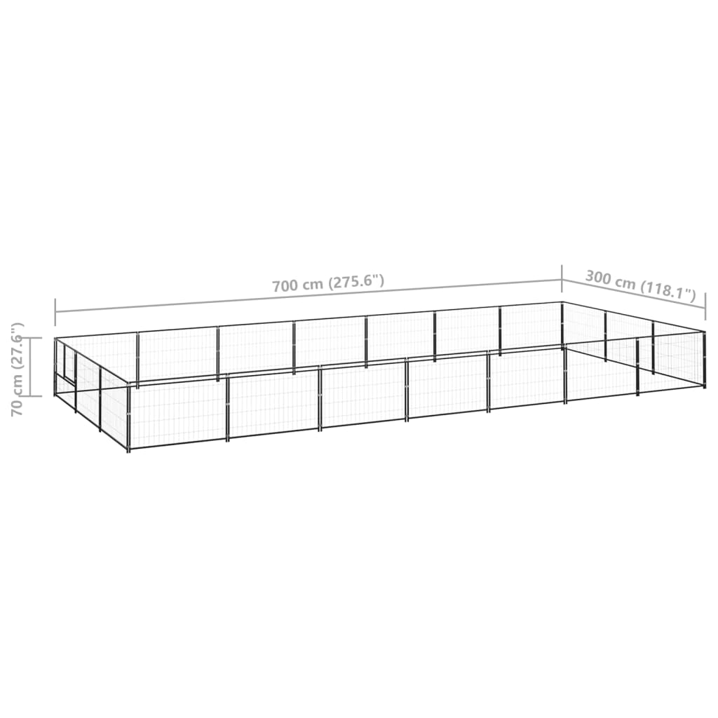 Dog cage black 21 m² steel
