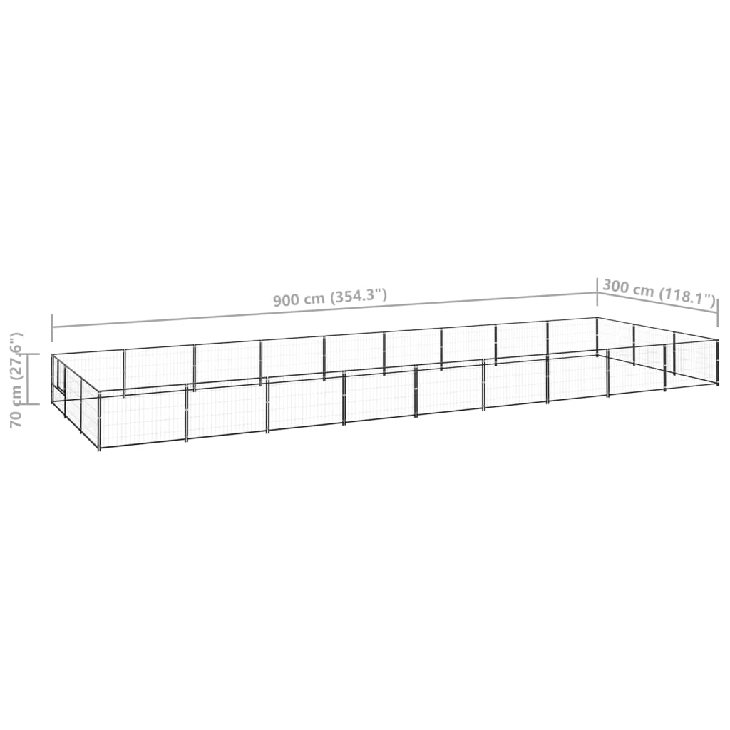 Dog cage black 27 m² steel