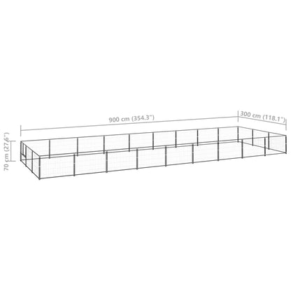Dog cage black 27 m² steel