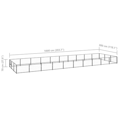 Dog cage black 30 m² steel