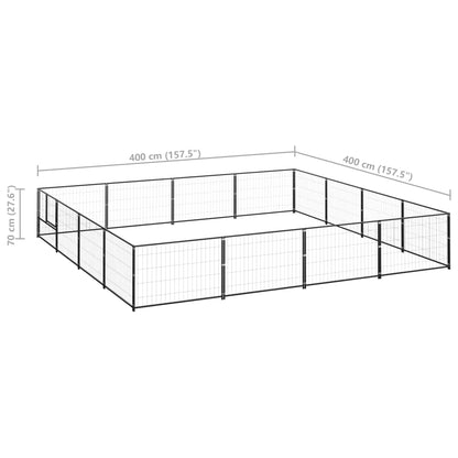 Dog cage black 16 m² steel