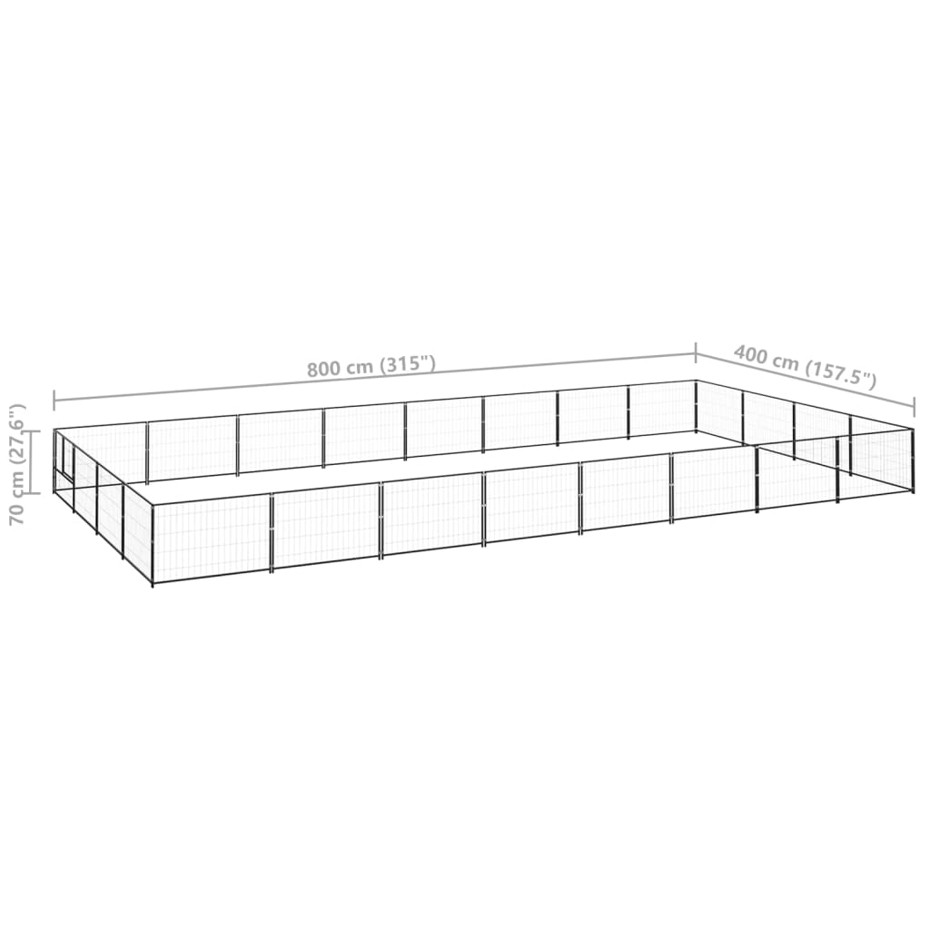 Dog cage black 32 m² steel