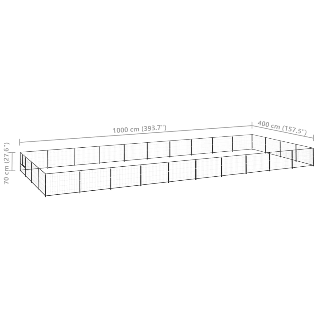 Dog cage black 40 m² steel