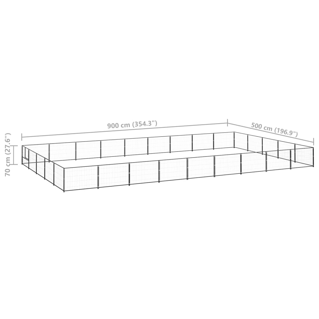 Dog cage black 45 m² steel