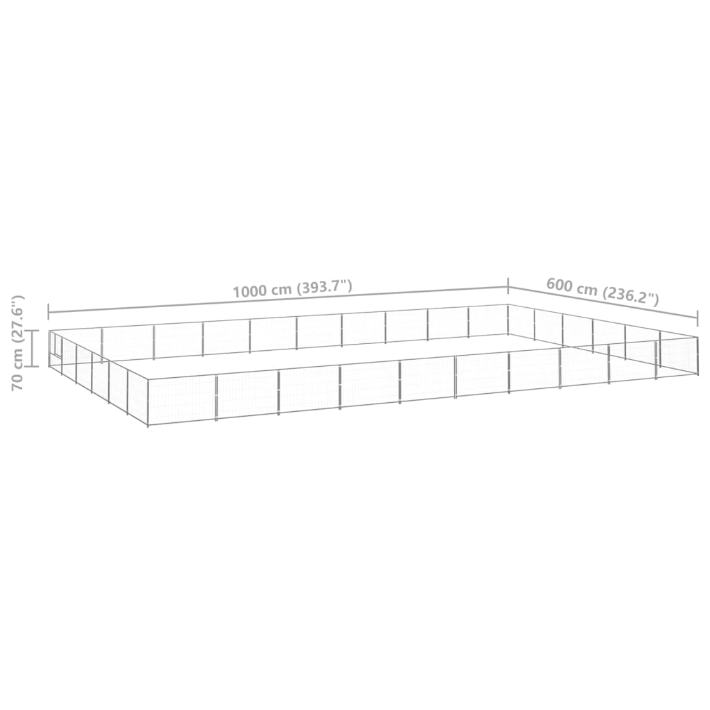 Dog cage silver 60 m² steel