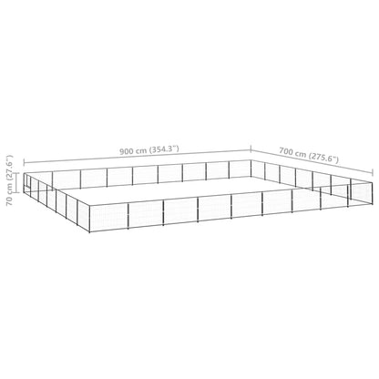 Dog cage black 63 m² steel