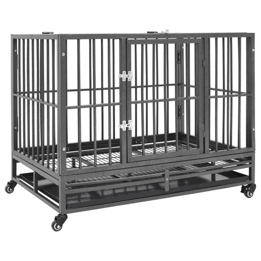 Dog cage on wheels steel 92x62x76 cm