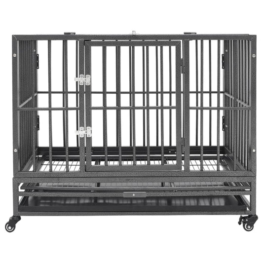 Dog cage on wheels steel 92x62x76 cm